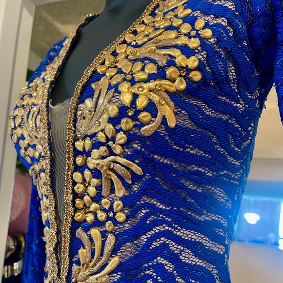 Baccio Gold designer Dress with Swarovski’s and paint - Picture 5 of 14